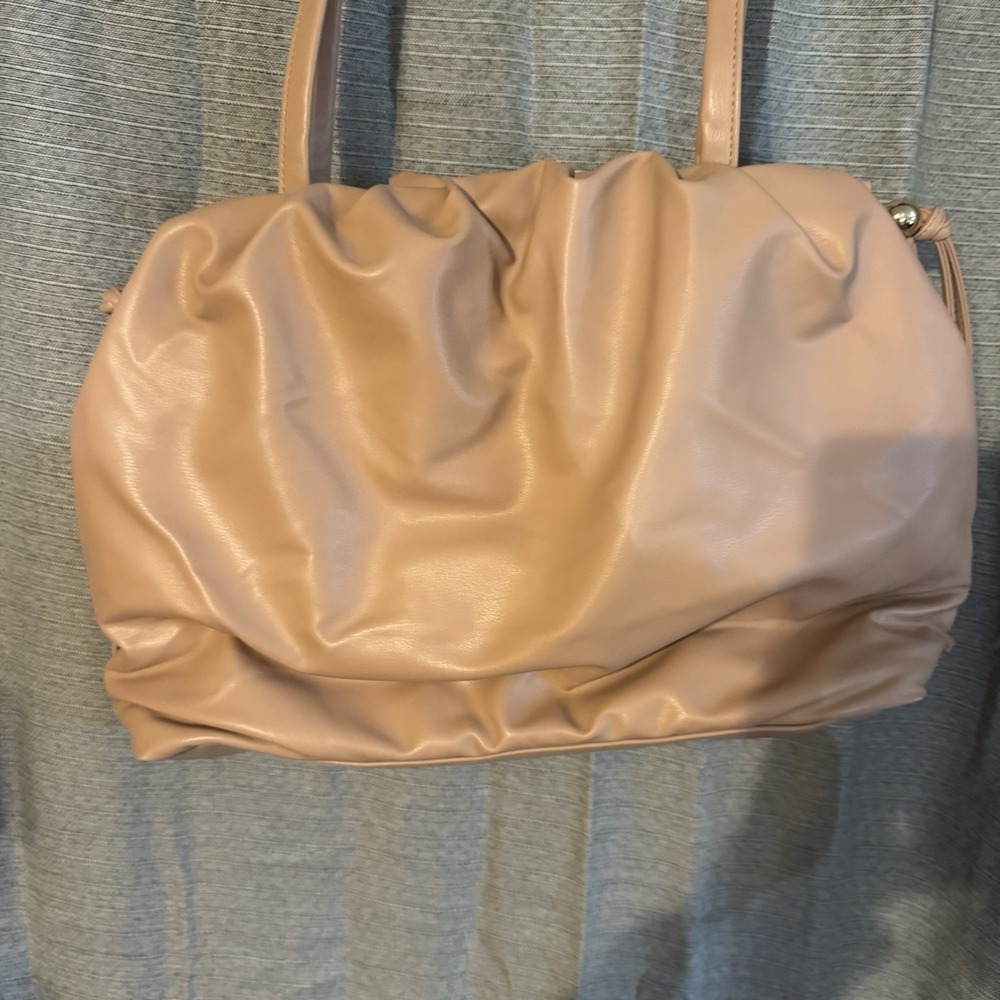 NWT Victoria's Secret Slouchy Satchel Taupe Purse Handbag Gold Detail Tassel